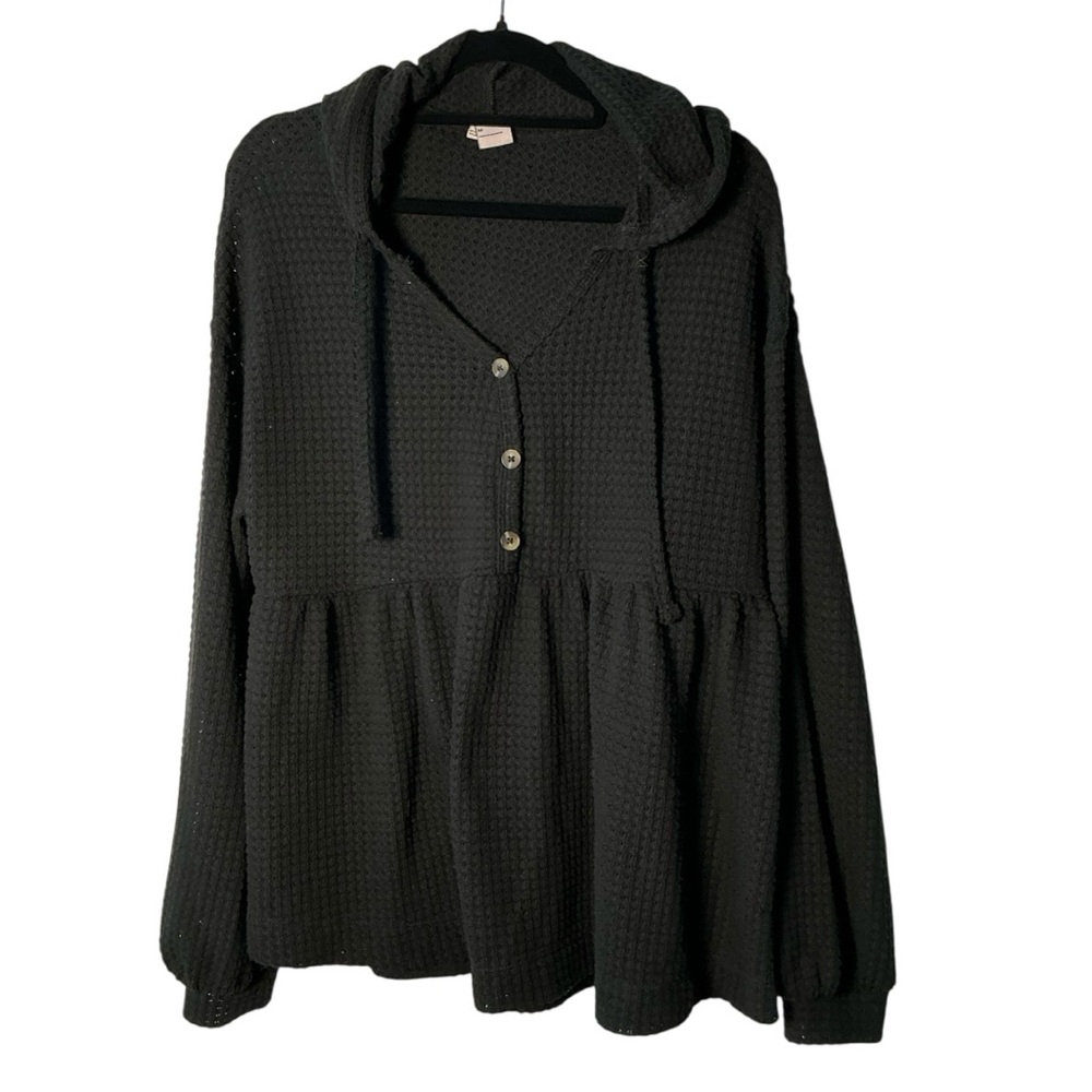 SO brand waffle knit hooded top